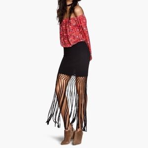 H&M coachella fringe skirt